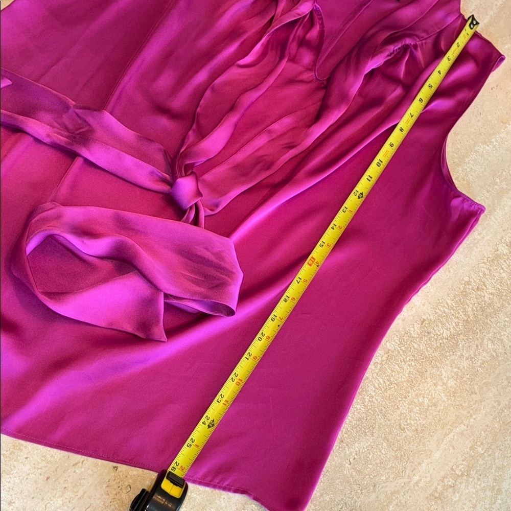 Jones New York's blouse womens 14, hot pink, Sleeveless, Long Neck Ties. EUC - Picture 13 of 17